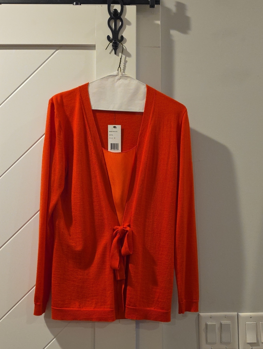 Lafayette 148 New York Bright Orange Tie-Front Cardigan